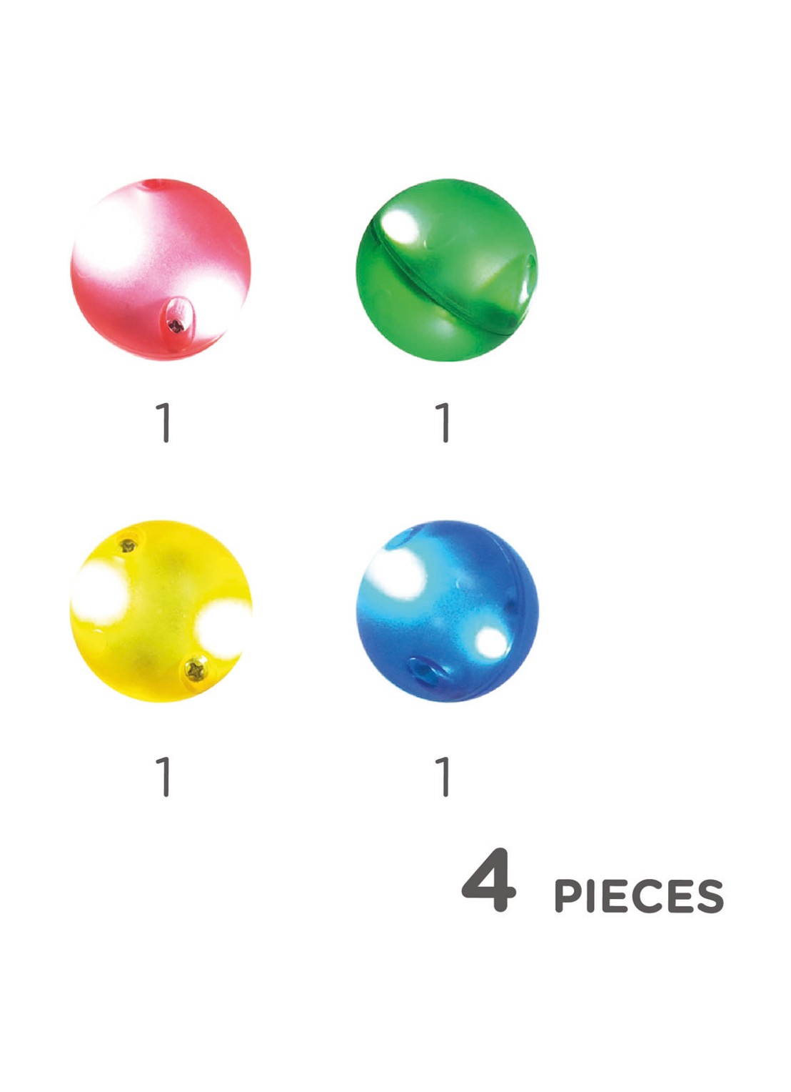 Cleverclixx Lichtgevende ballen Ball run Dazzling Lights 4 Stuks - detail 3 multicolor