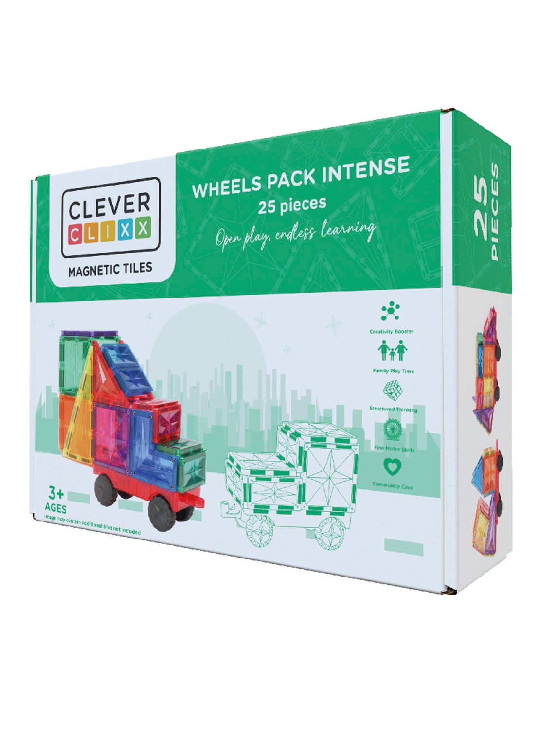 Cleverclixx Wheels Pack Intense bouwpakket 25 Stuks - voorkant multicolor