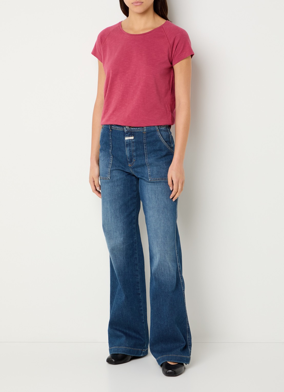 CLOSED Aria high waist wide leg jeans met steekzakken - voorkant 2 indigo