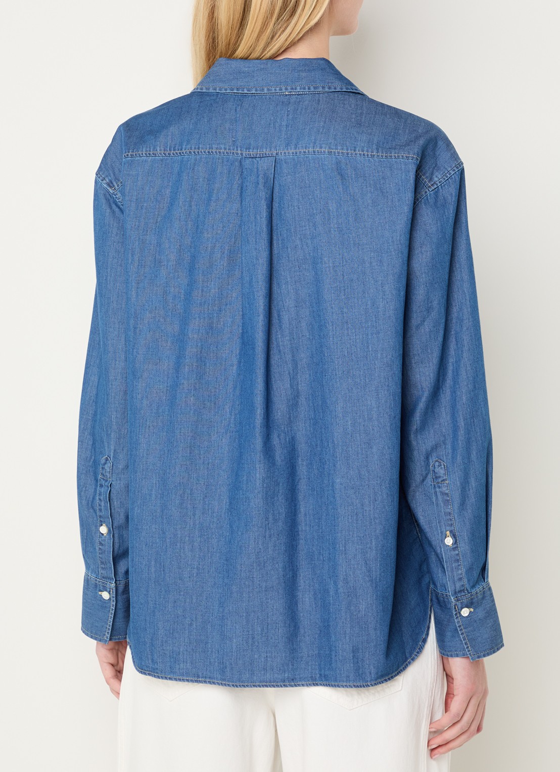 CLOSED Asymmetrische blouse van chambray - achterkant indigo