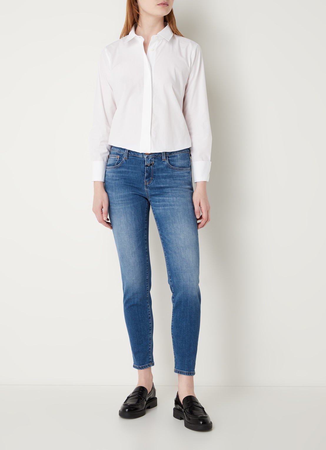 CLOSED Baker low waist slim fit cropped jeans van  katoen - voorkant 5 indigo