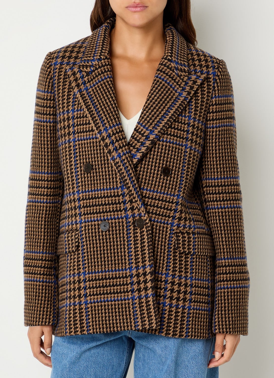 CLOSED Blazer in wolblend met pied-de-poule dessin - detail 4 hazelnootbruin