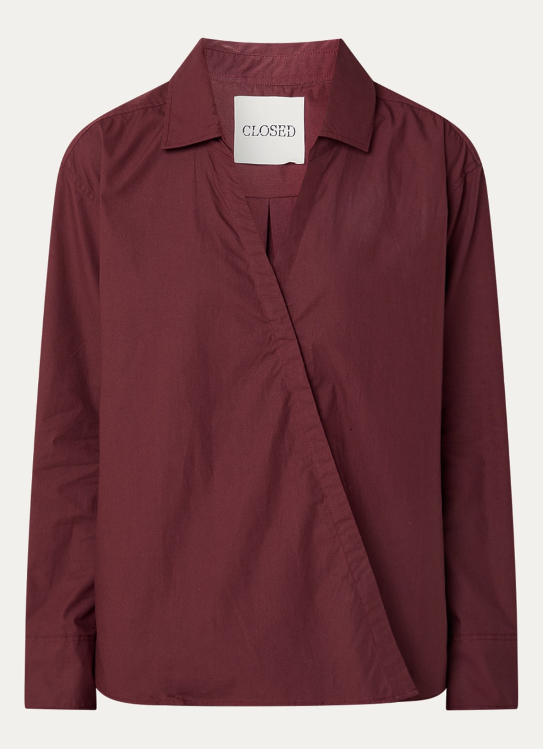 CLOSED Blouse met asymmetrische zoom - voorkant bordeauxrood