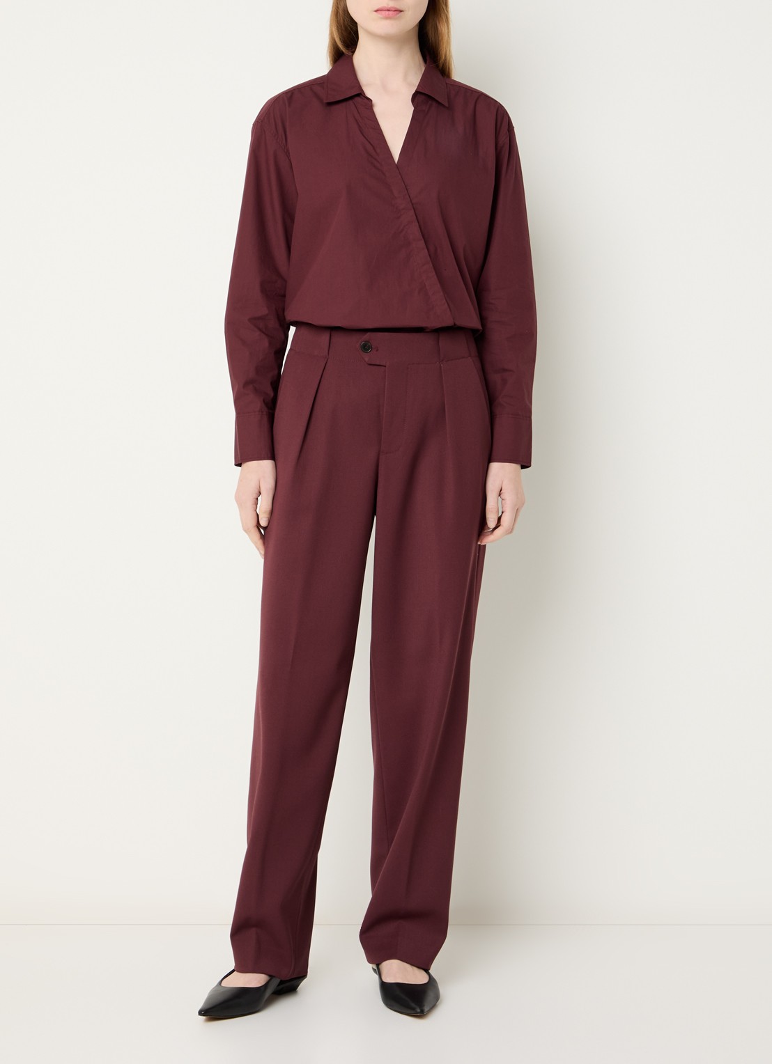 CLOSED Blouse met asymmetrische zoom - voorkant 2 bordeauxrood