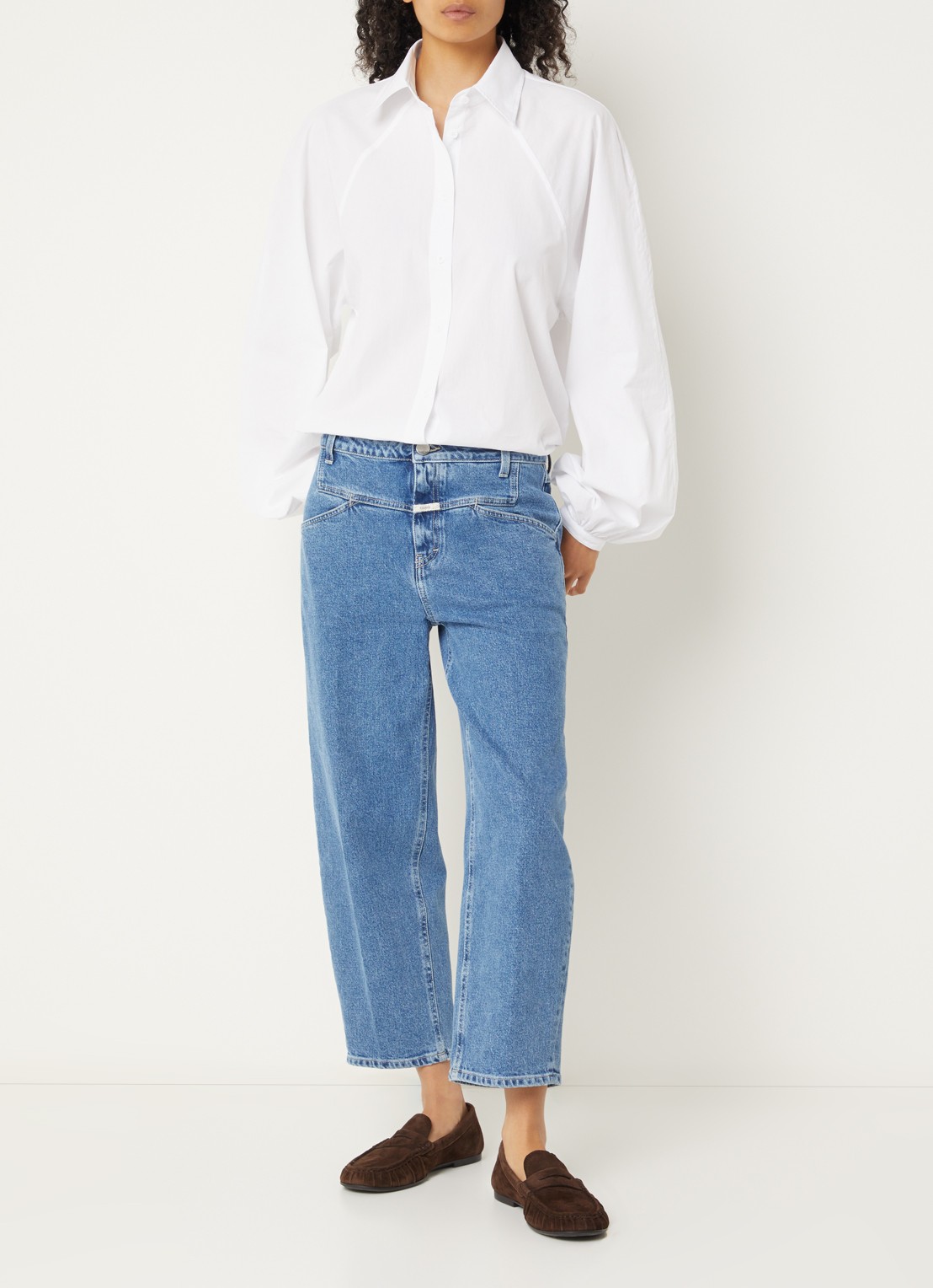 CLOSED Blouse met ballonmouw - voorkant 4 wit