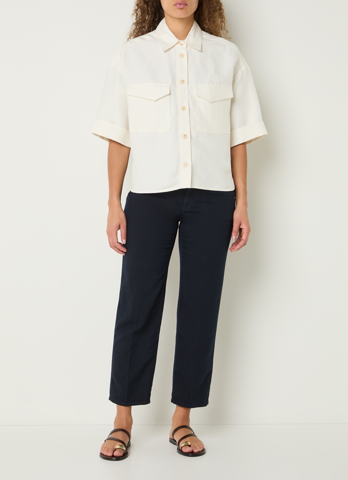 CLOSED Blouse met borstzakken - voorkant 3 creme