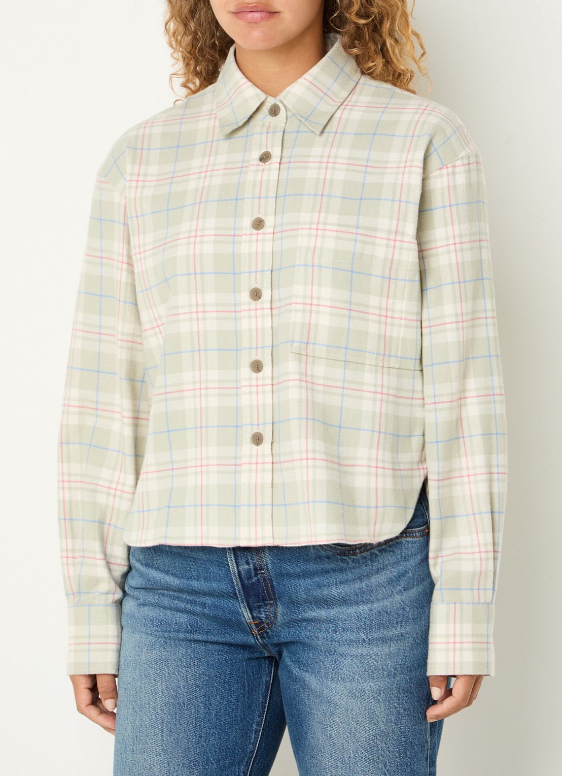 CLOSED Blouse met ruitdessin - detail 4 lichtgroen