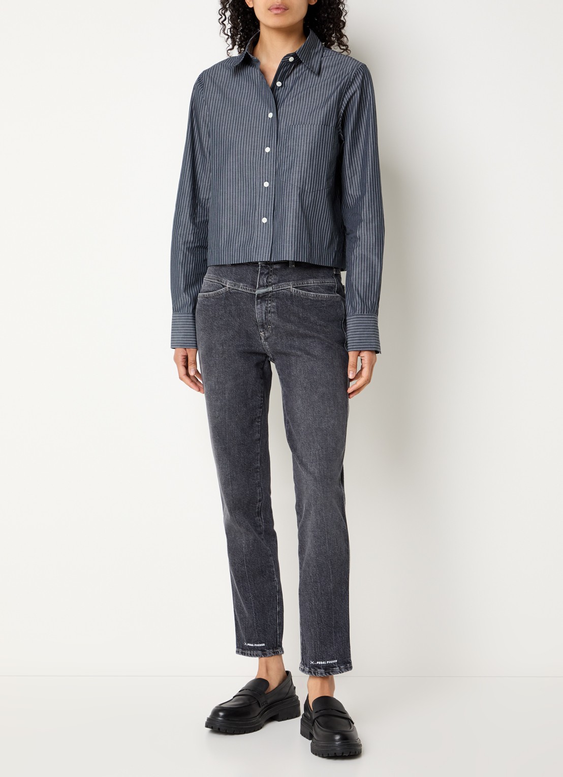 CLOSED Blouse met streepprint - voorkant 4 indigo