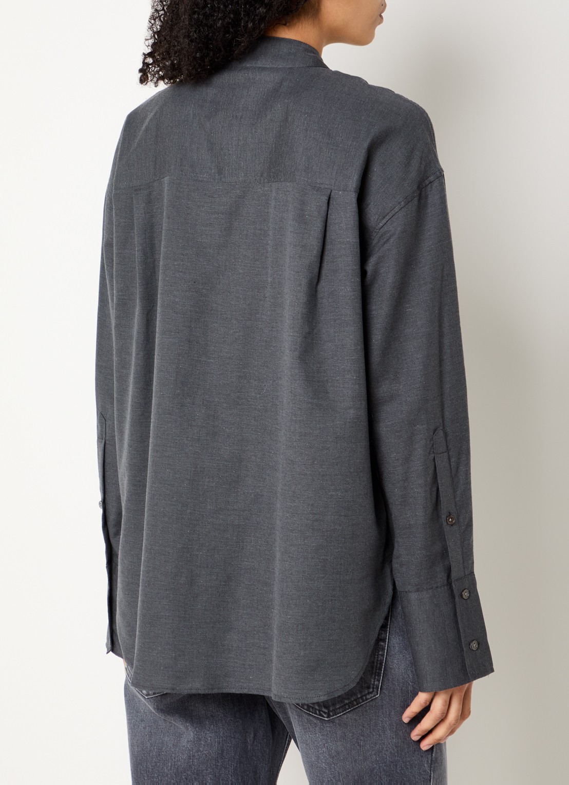 CLOSED Blouse met strikkraag - achterkant 2 donkergrijs