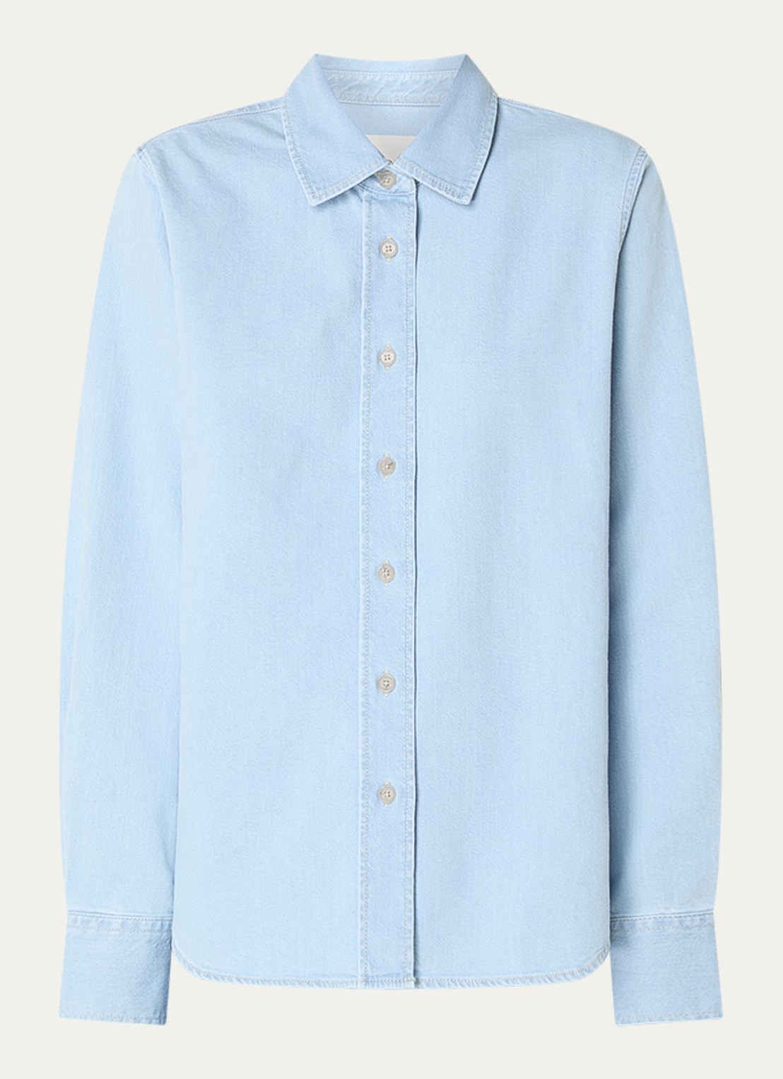 CLOSED Blouse van chambray  - voorkant 2 lichtblauw