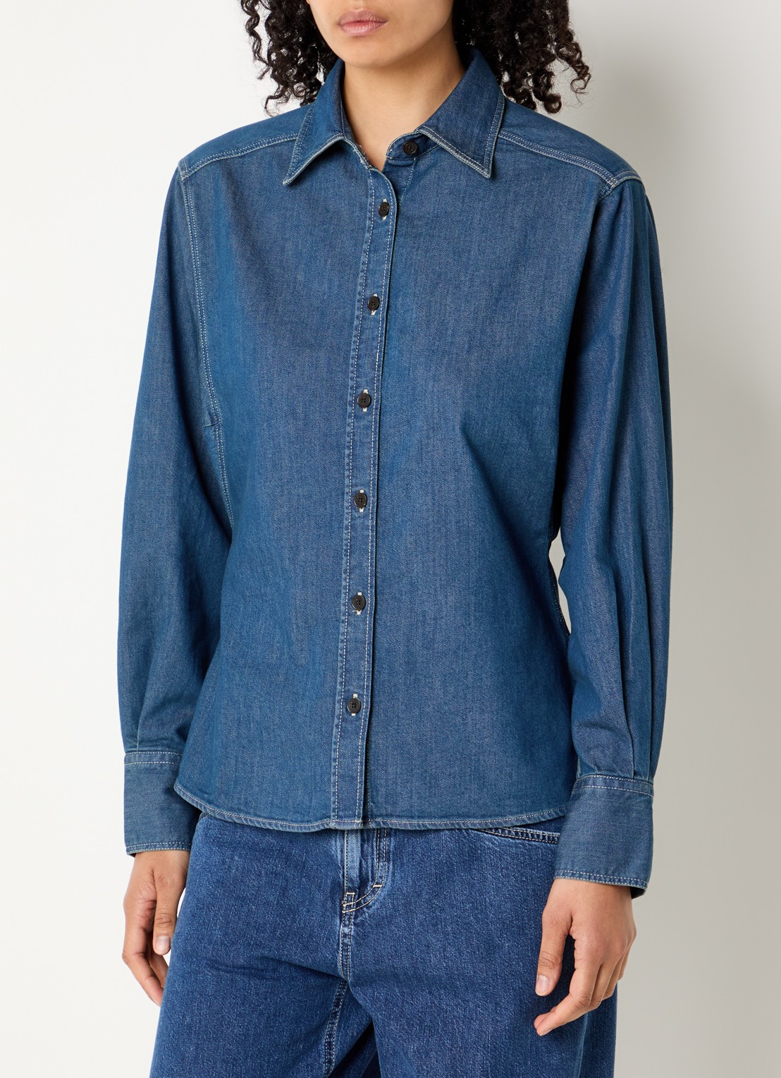 CLOSED Blouse van chambray - detail indigo