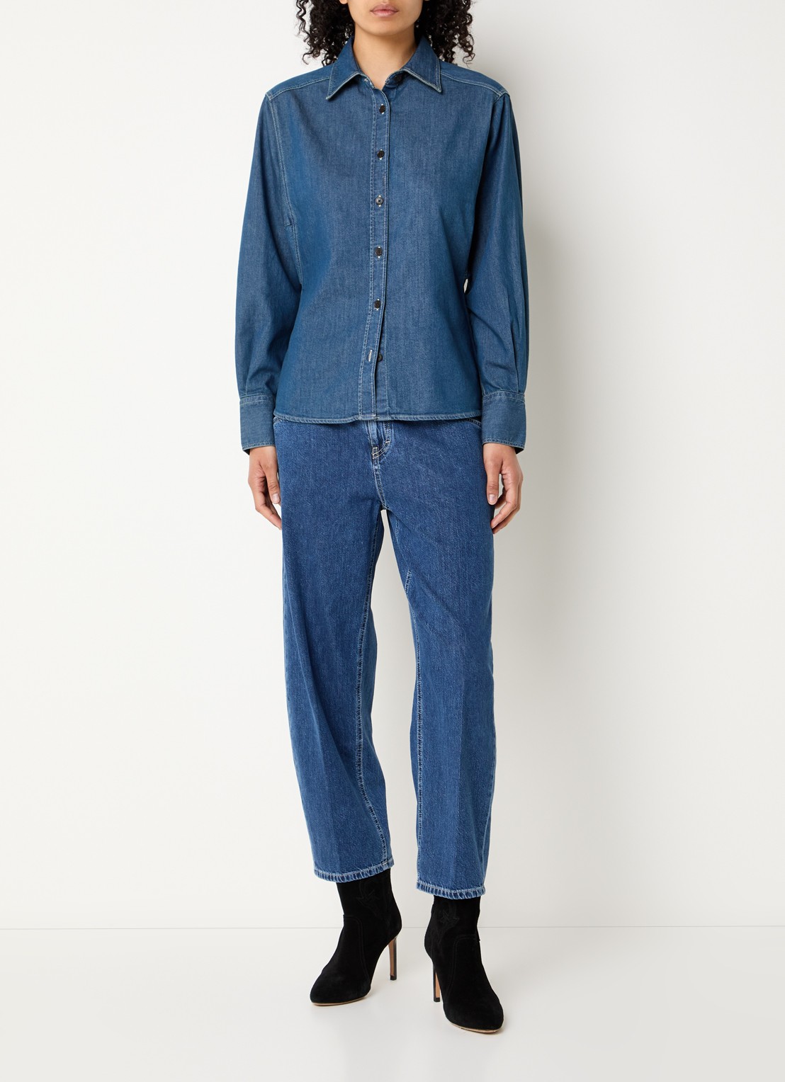 CLOSED Blouse van chambray - voorkant 4 indigo