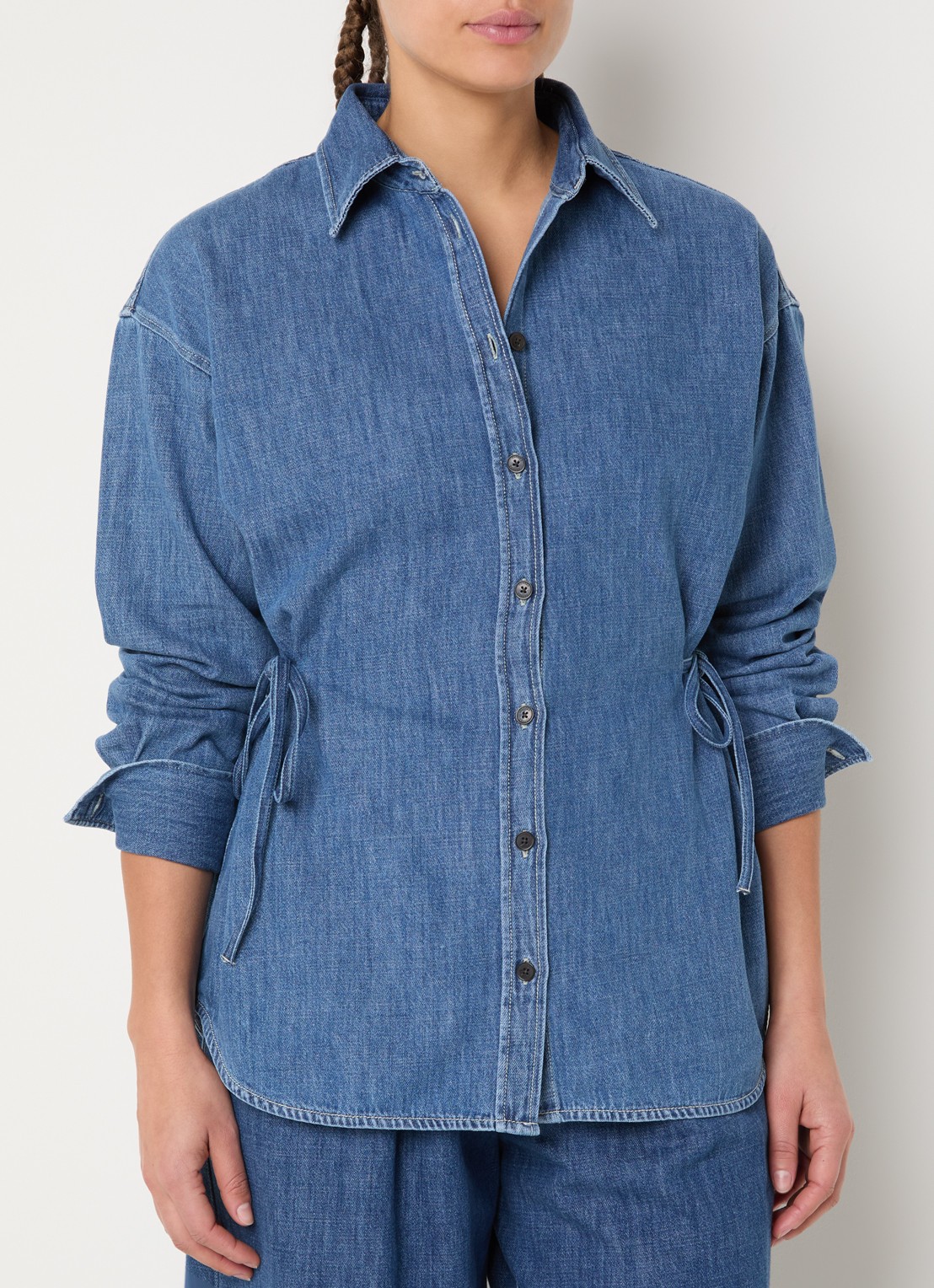 CLOSED Blouse van denim met ceintuur - detail 4 indigo