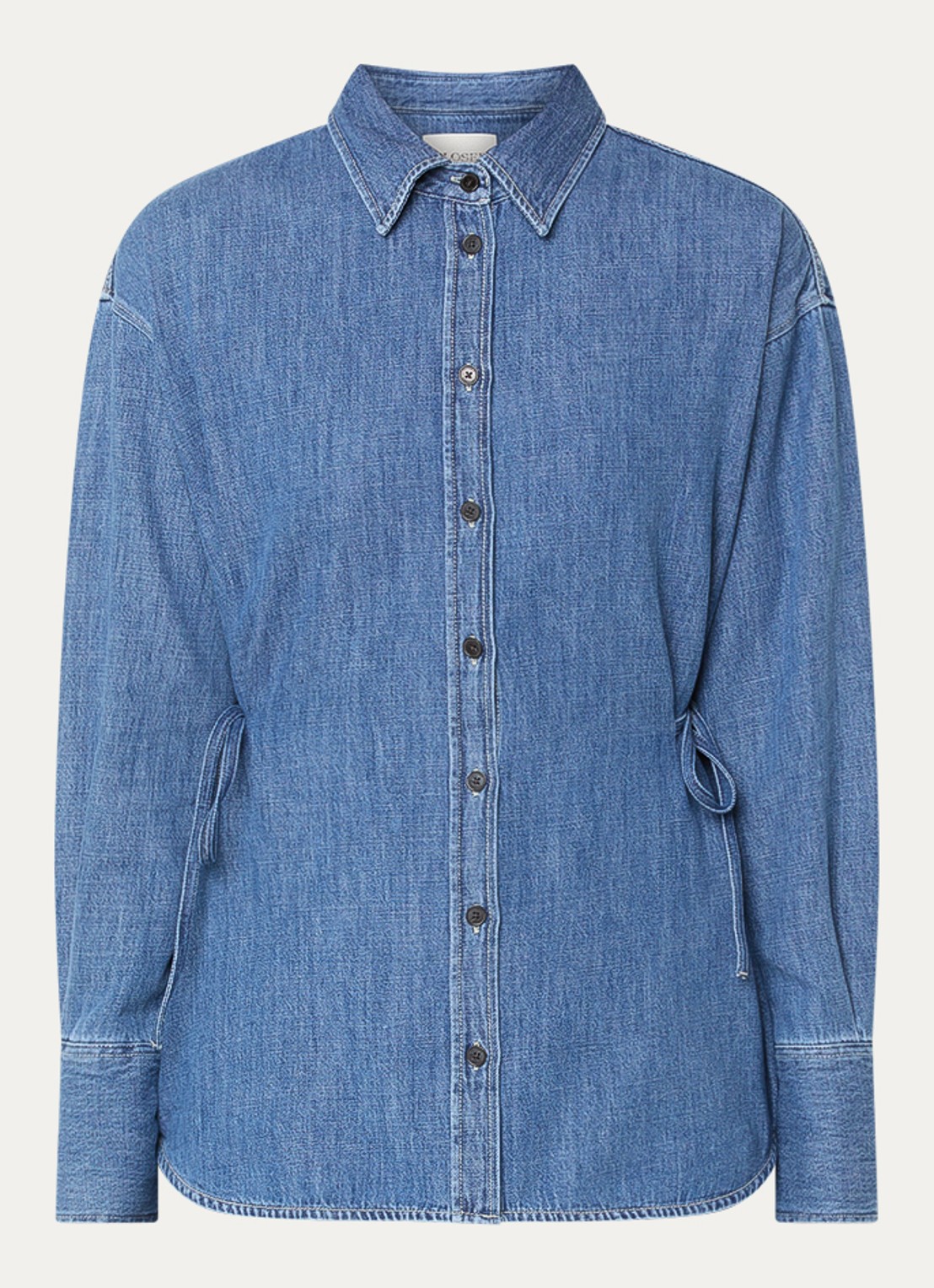 CLOSED Blouse van denim met ceintuur - voorkant 2 indigo