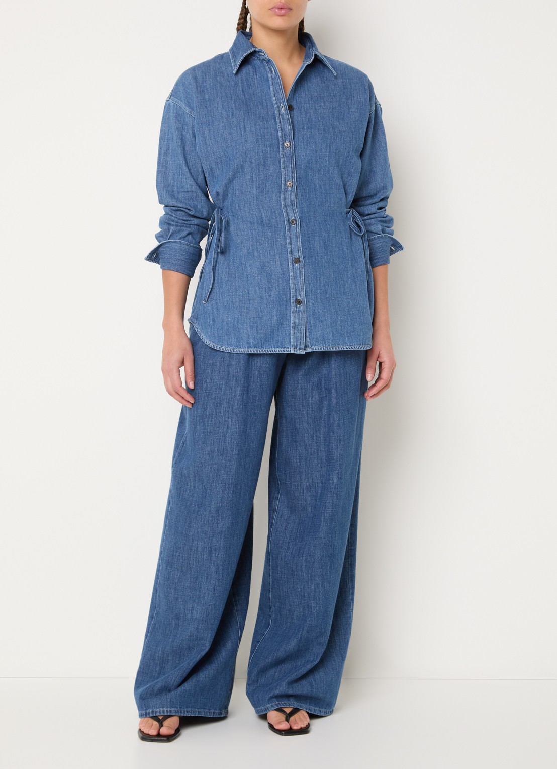 CLOSED Blouse van denim met ceintuur - voorkant 3 indigo