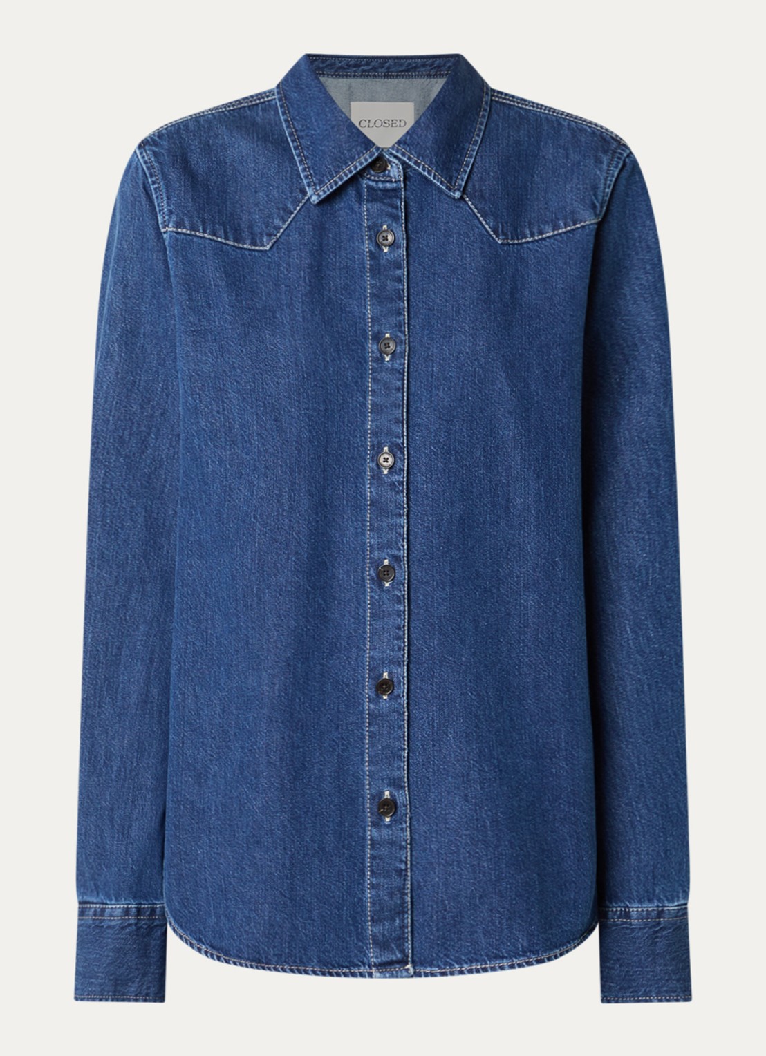 CLOSED Blouse van denim met kraag - voorkant 2 indigo