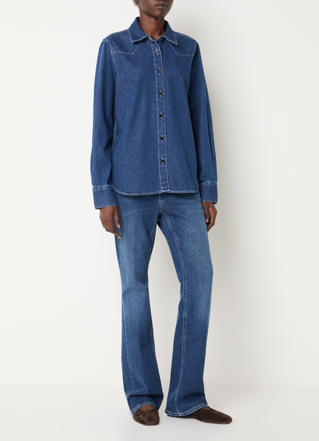 CLOSED Blouse van denim met kraag - voorkant 3 indigo