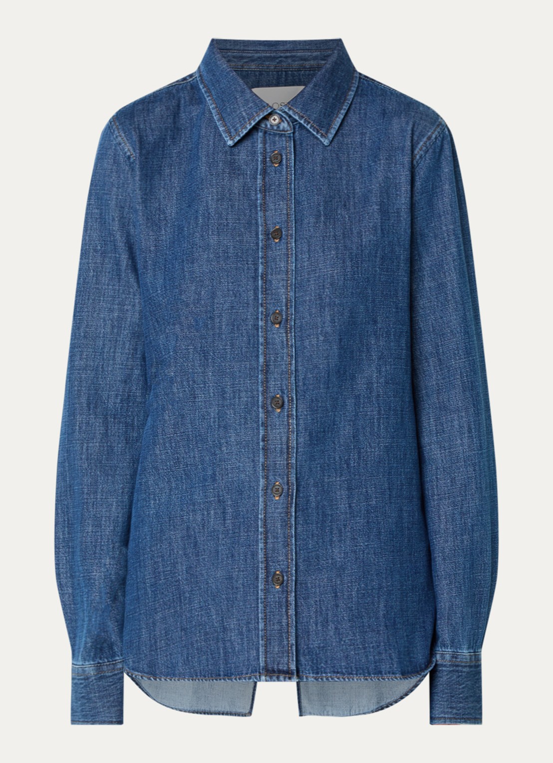 CLOSED Blouse van denim - voorkant indigo
