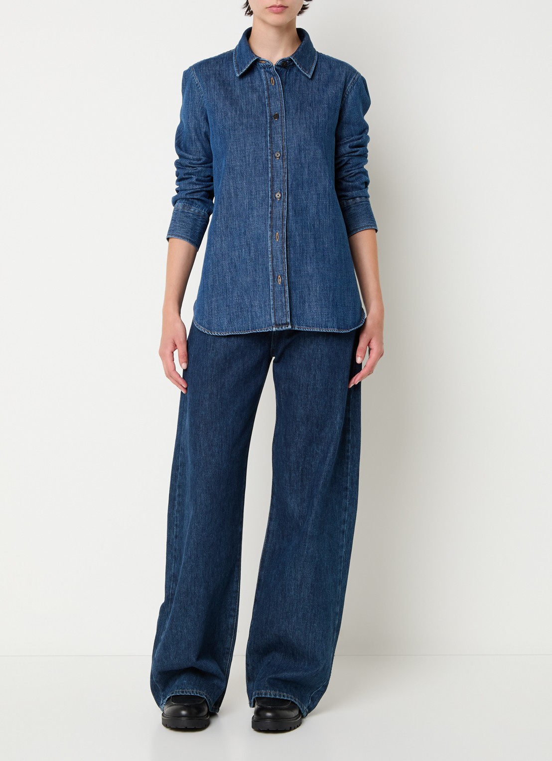 CLOSED Blouse van denim - voorkant 2 indigo