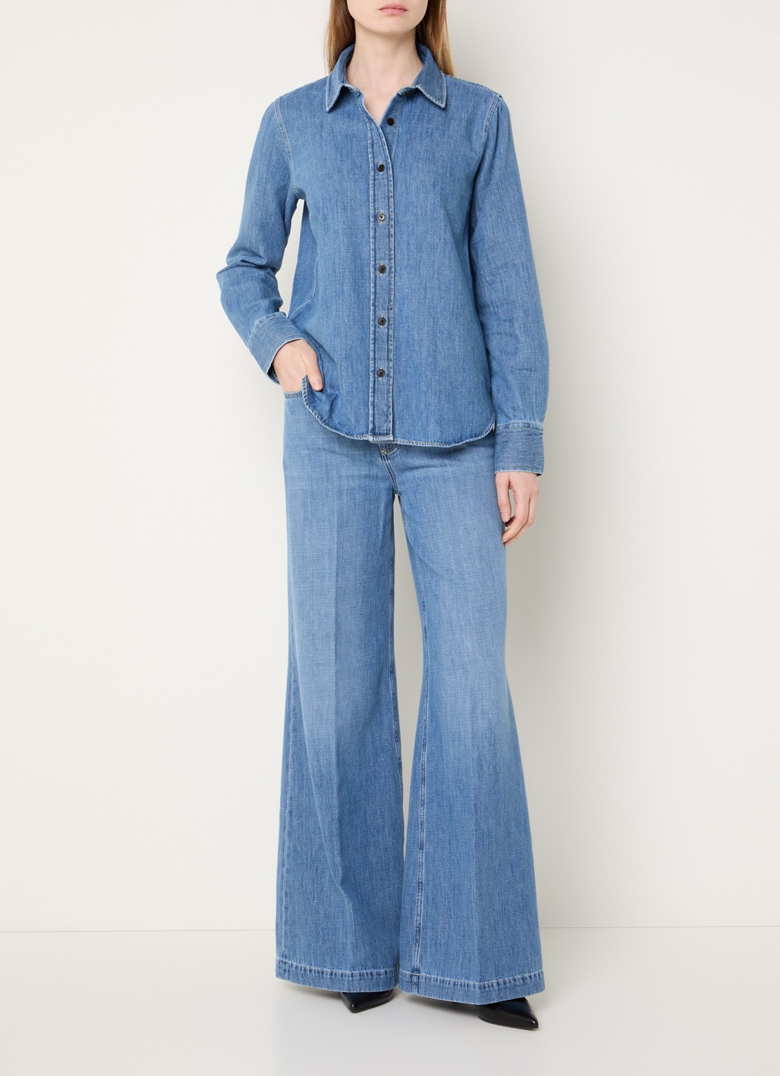 CLOSED Blouse van denim - voorkant 4 blauw