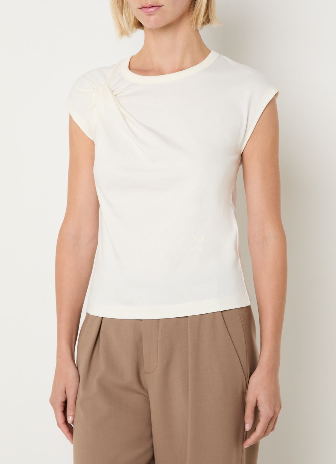 CLOSED Bow T-shirt met stretch - detail creme