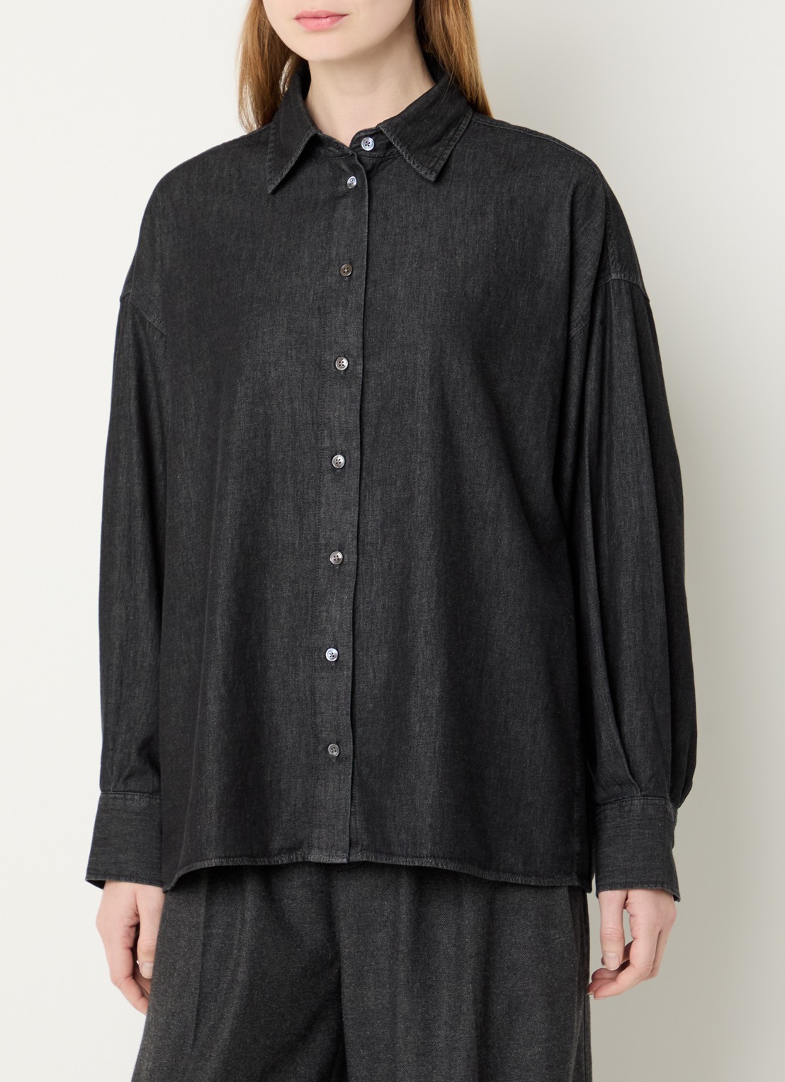 CLOSED Cape blouse van chambray - detail 4 antraciet