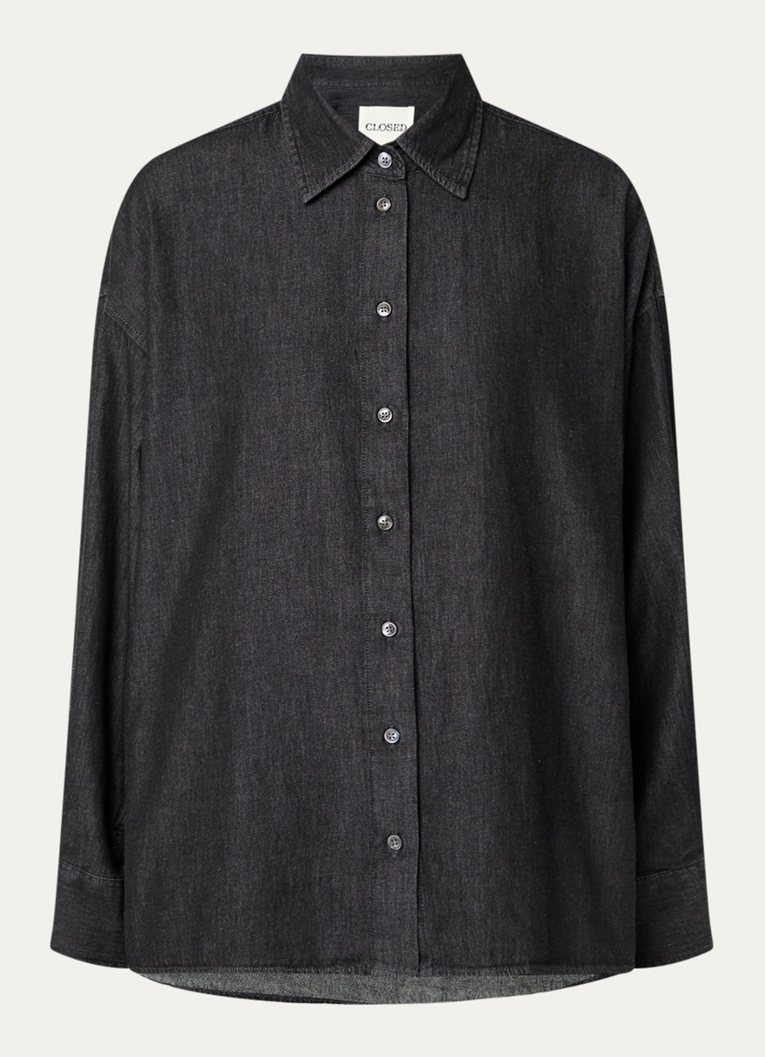 CLOSED Cape blouse van chambray - voorkant antraciet