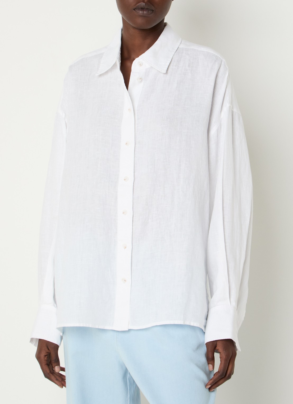 CLOSED Cape blouse van linnen met borstzak - detail 4 wit