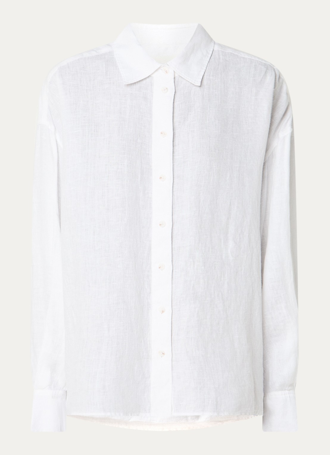 CLOSED Cape blouse van linnen met borstzak - voorkant 2 wit