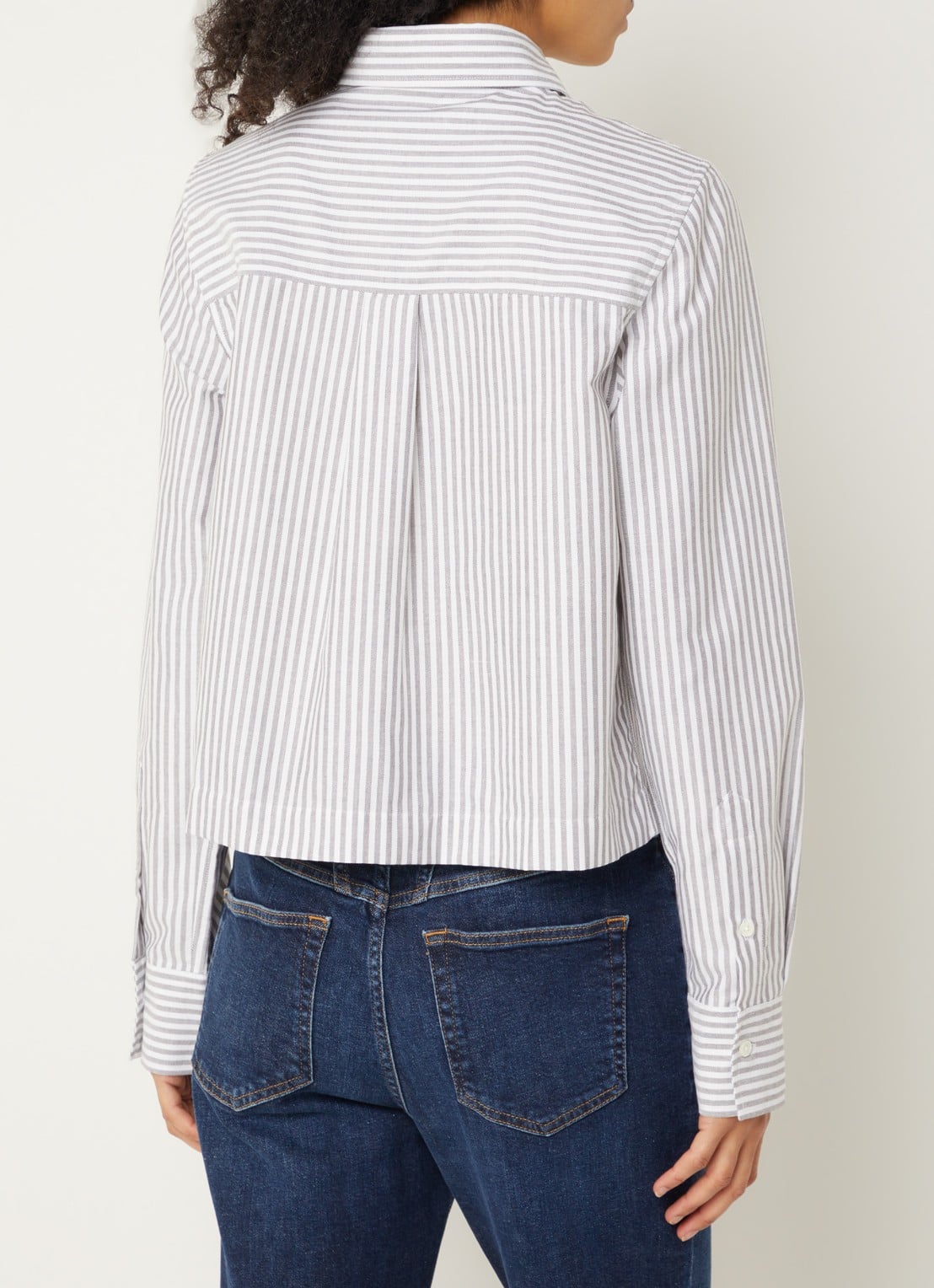 CLOSED Cropped blouse met streepprint - achterkant bruin