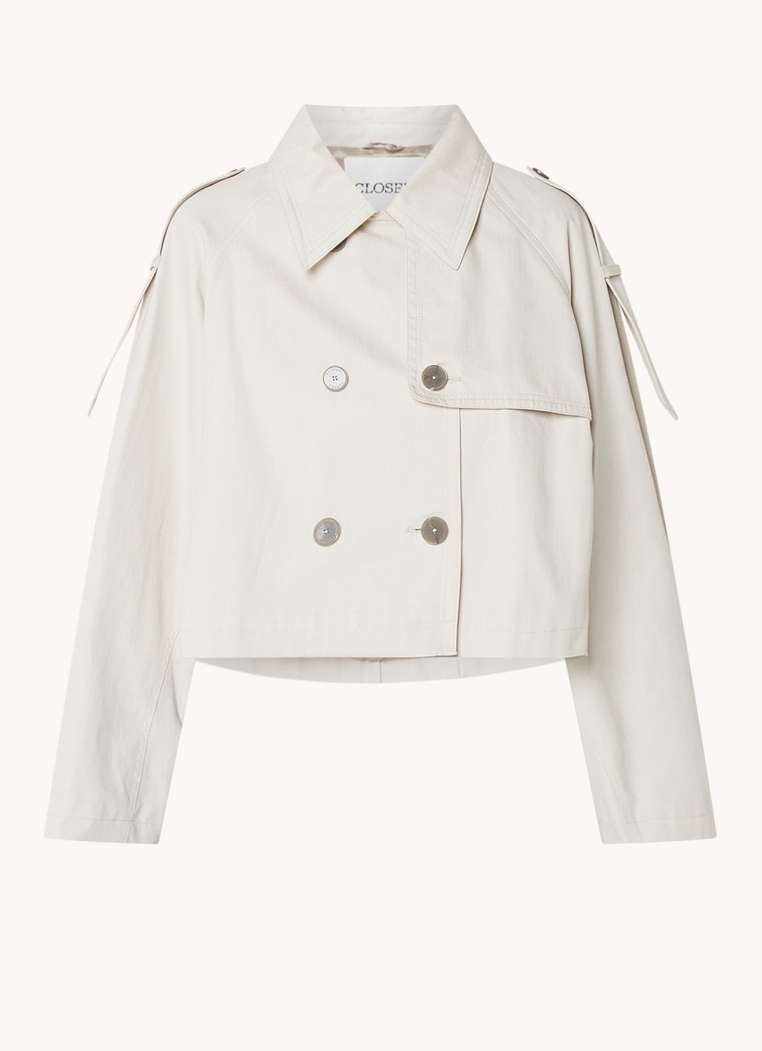 CLOSED Cropped double-breasted  trenchcoat met plooidetail - voorkant gebroken wit