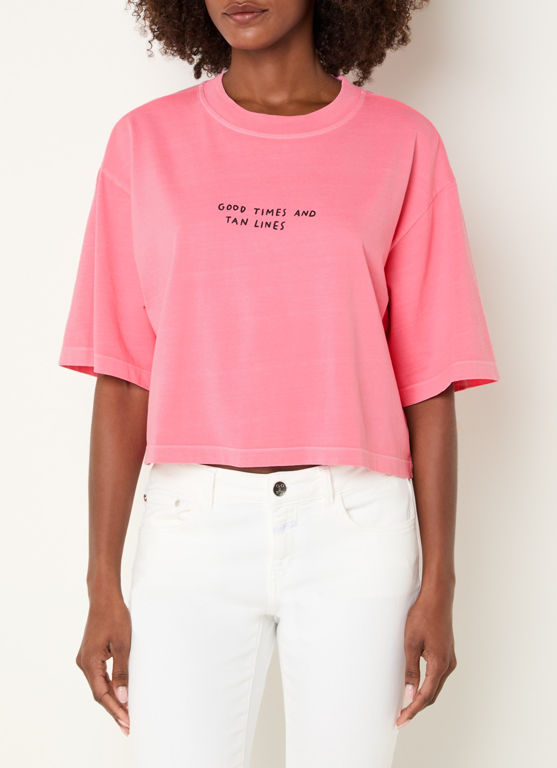 CLOSED Cropped T-shirt met print - detail 2 roze