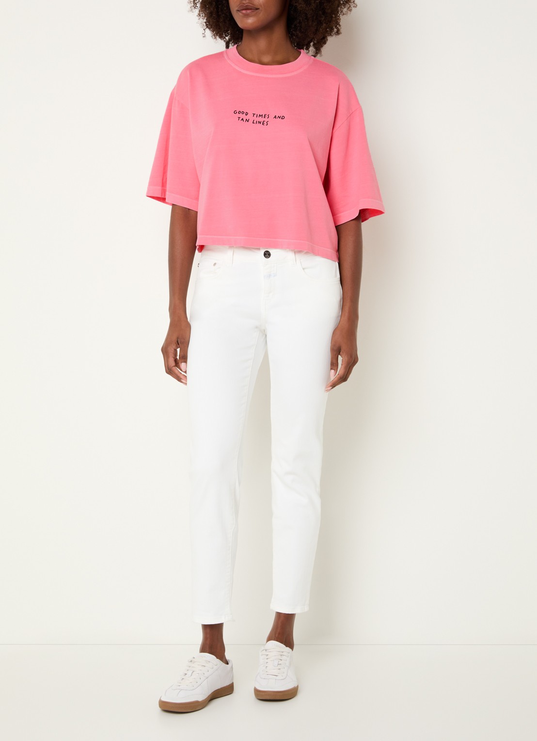 CLOSED Cropped T-shirt met print - voorkant 4 roze