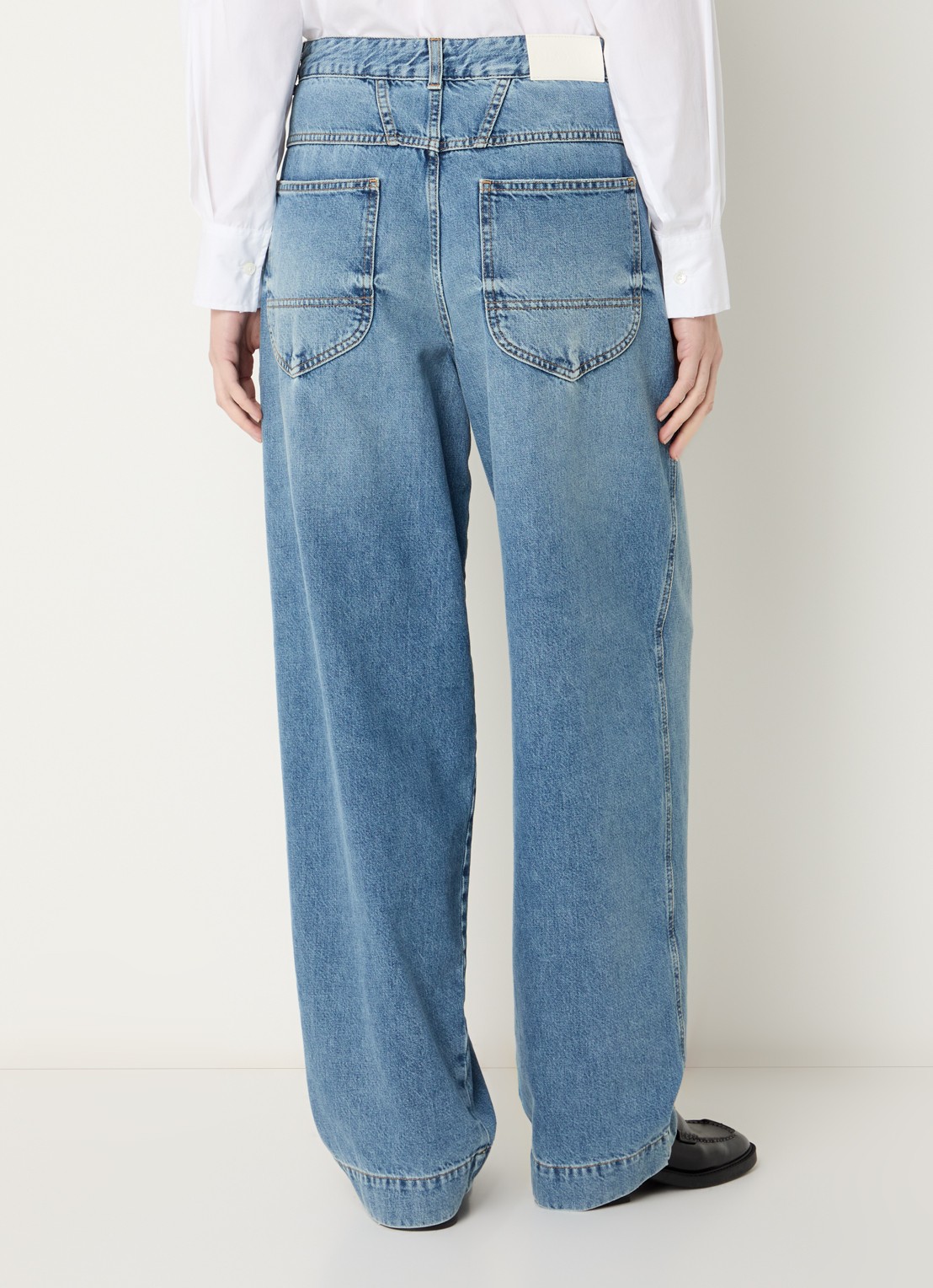 CLOSED Deni-X high waist wide leg jeans met lichte wassing - achterkant indigo
