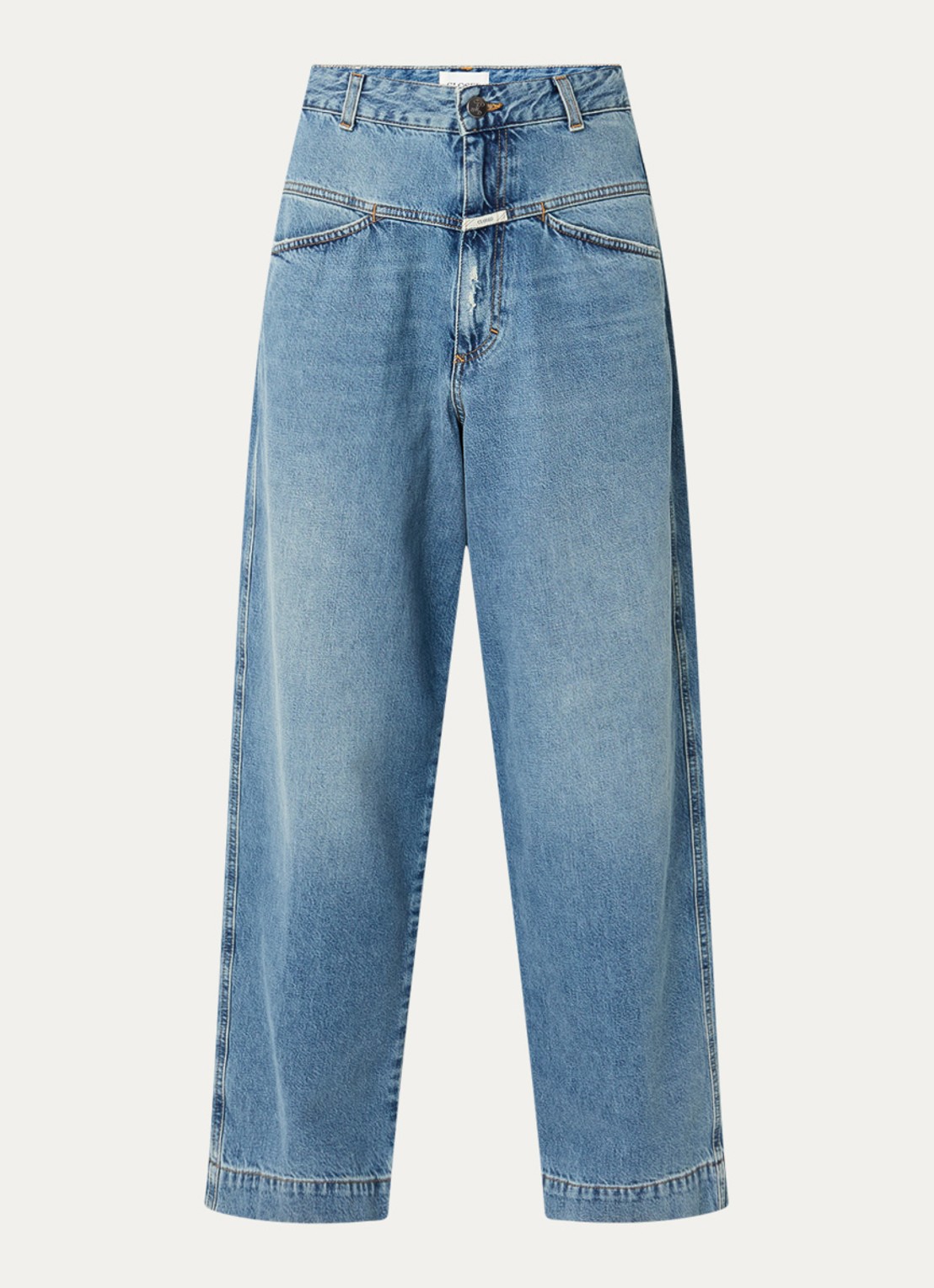 CLOSED Deni-X high waist wide leg jeans met lichte wassing - voorkant 2 indigo