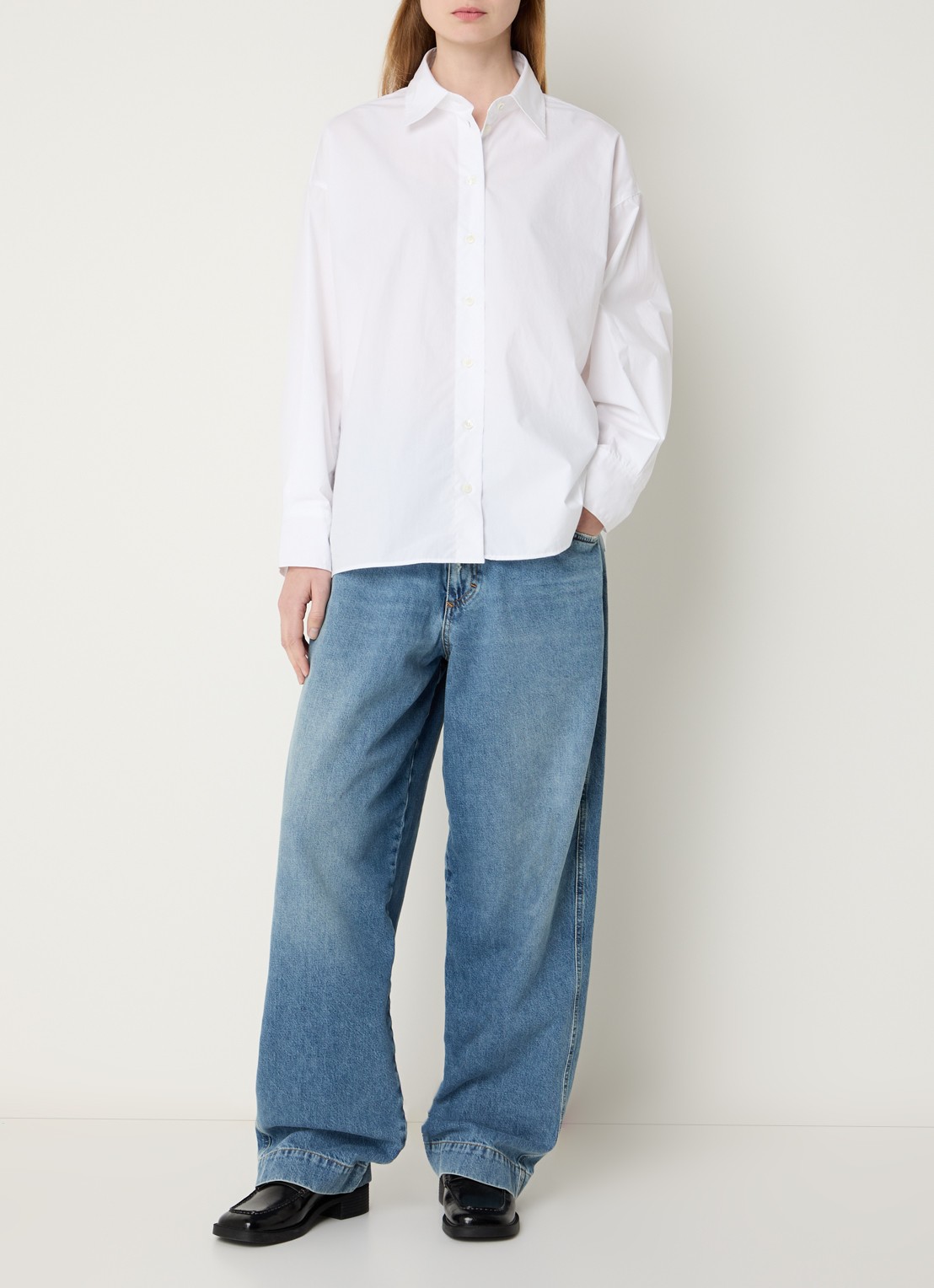 CLOSED Deni-X high waist wide leg jeans met lichte wassing - voorkant 3 indigo