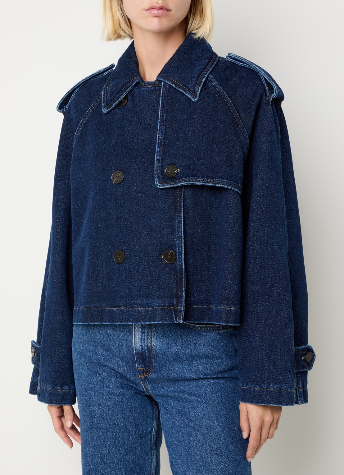 CLOSED Double-breasted trenchcoat van denim - detail 4 indigo