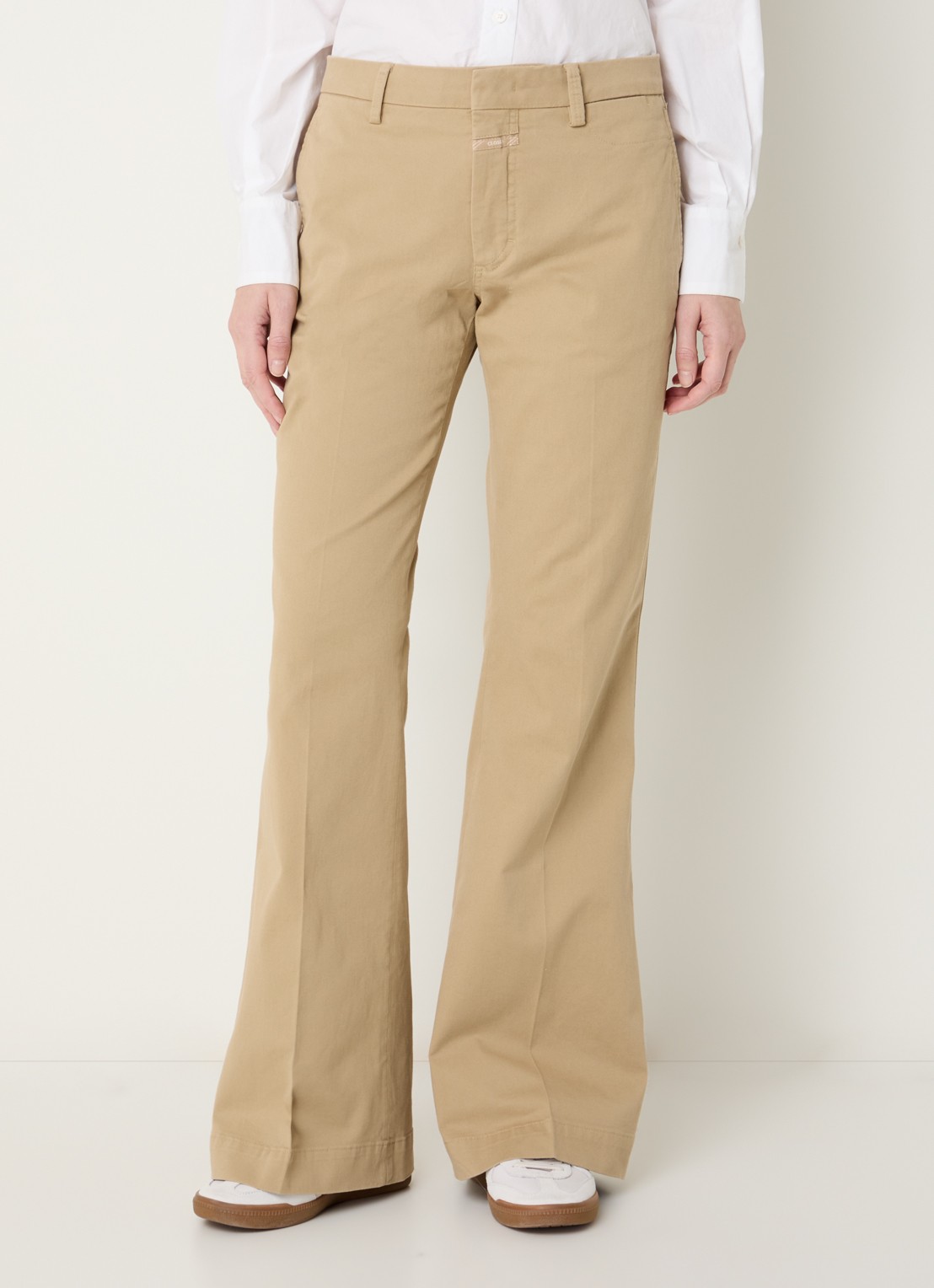 CLOSED Felise mid waist flared fit broek met persplooi - detail 3 khaki