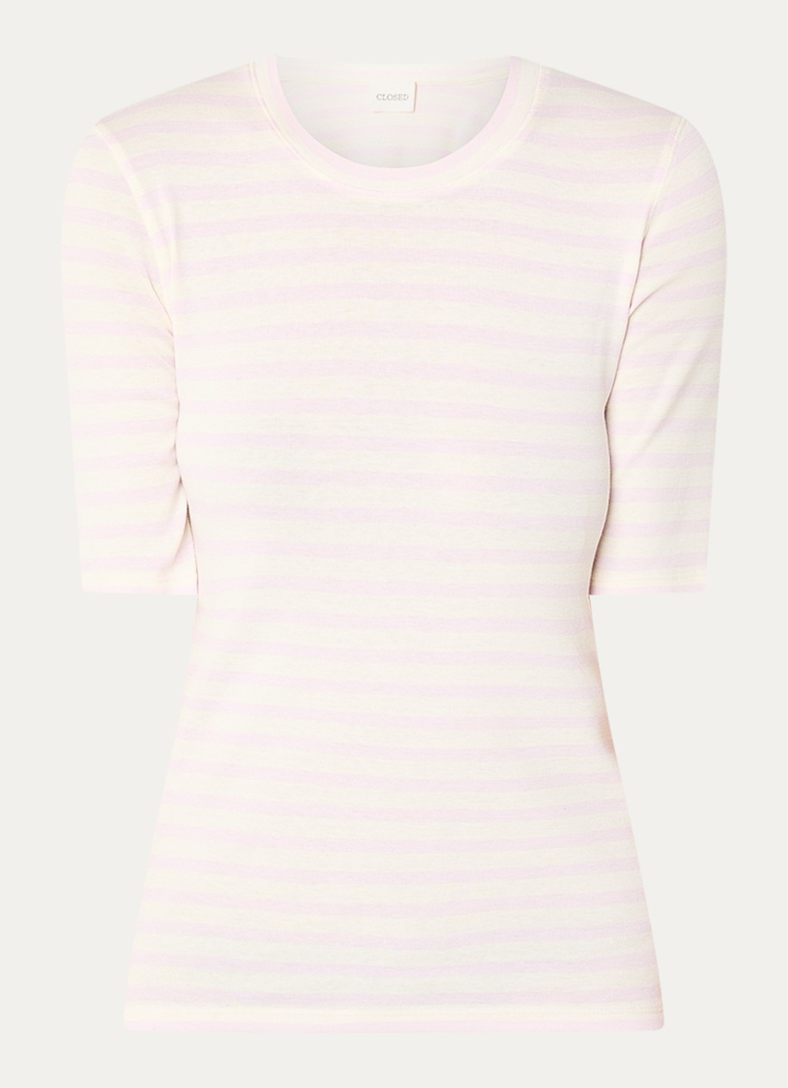 CLOSED Fijngebreid T-shirt met streepprint - voorkant 2 lichtroze