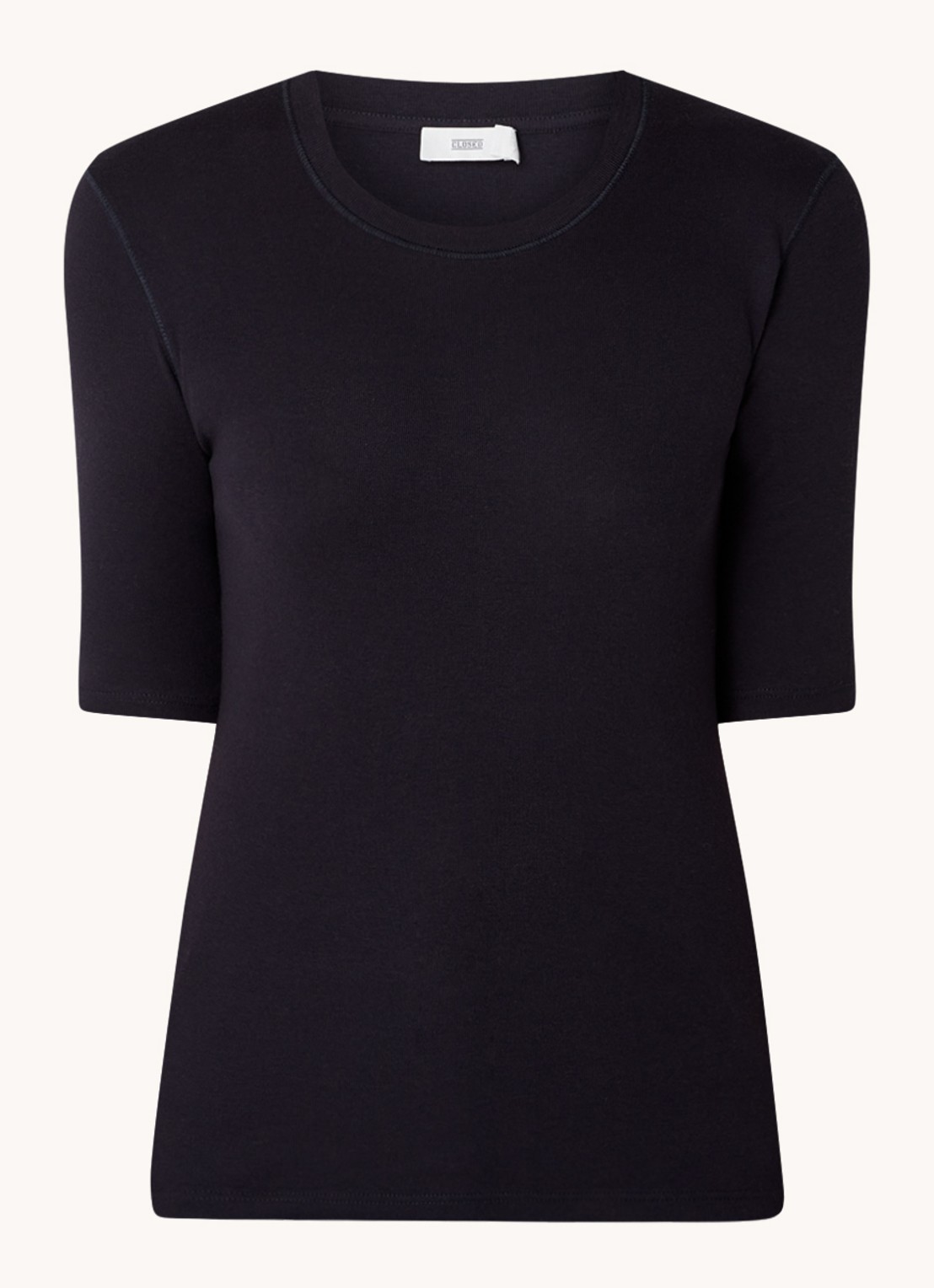 CLOSED Fijngebreid T-shirt van jersey - voorkant donkerblauw