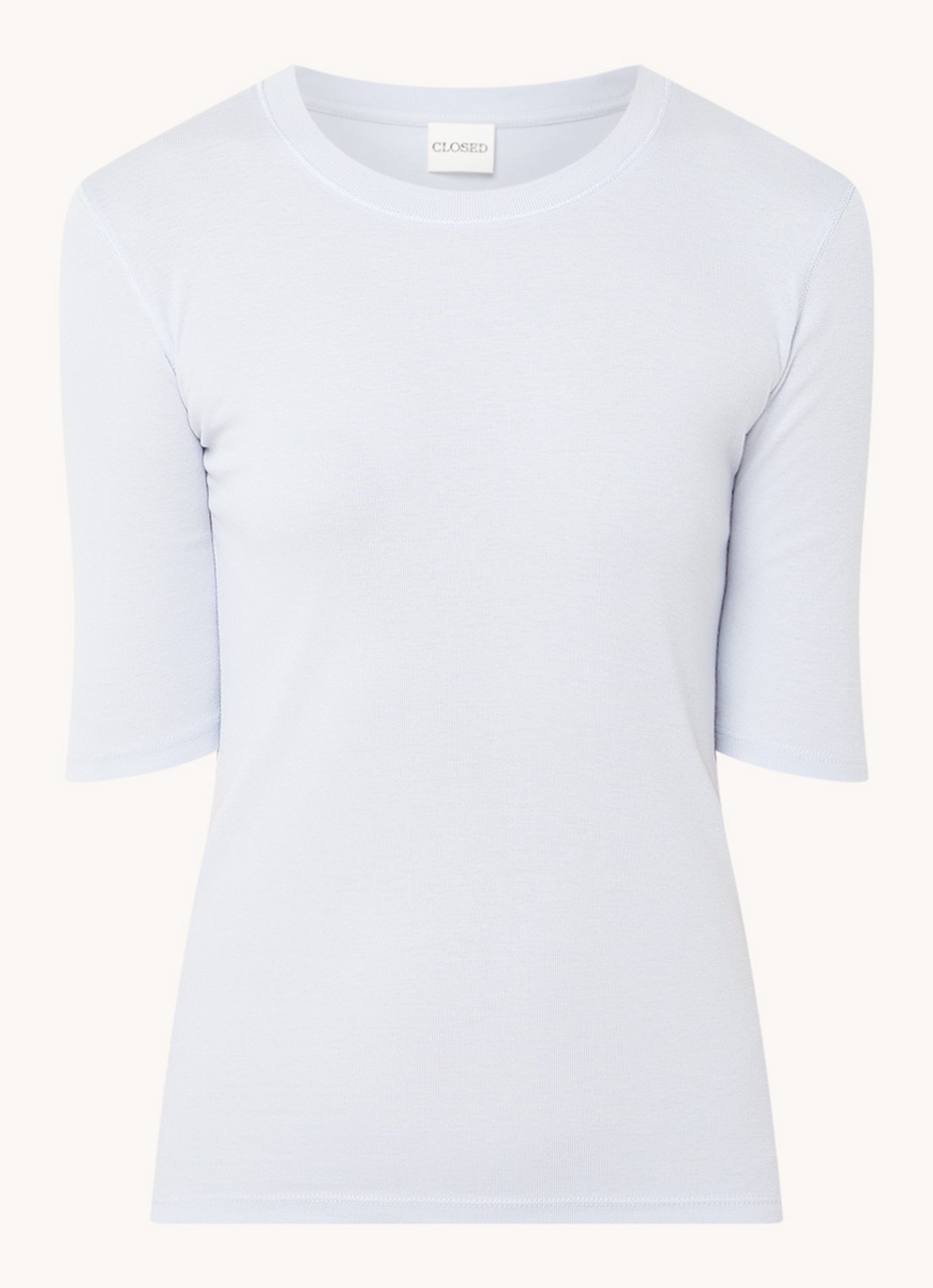 CLOSED Fijngebreid T-shirt van jersey - voorkant 2 lichtblauw