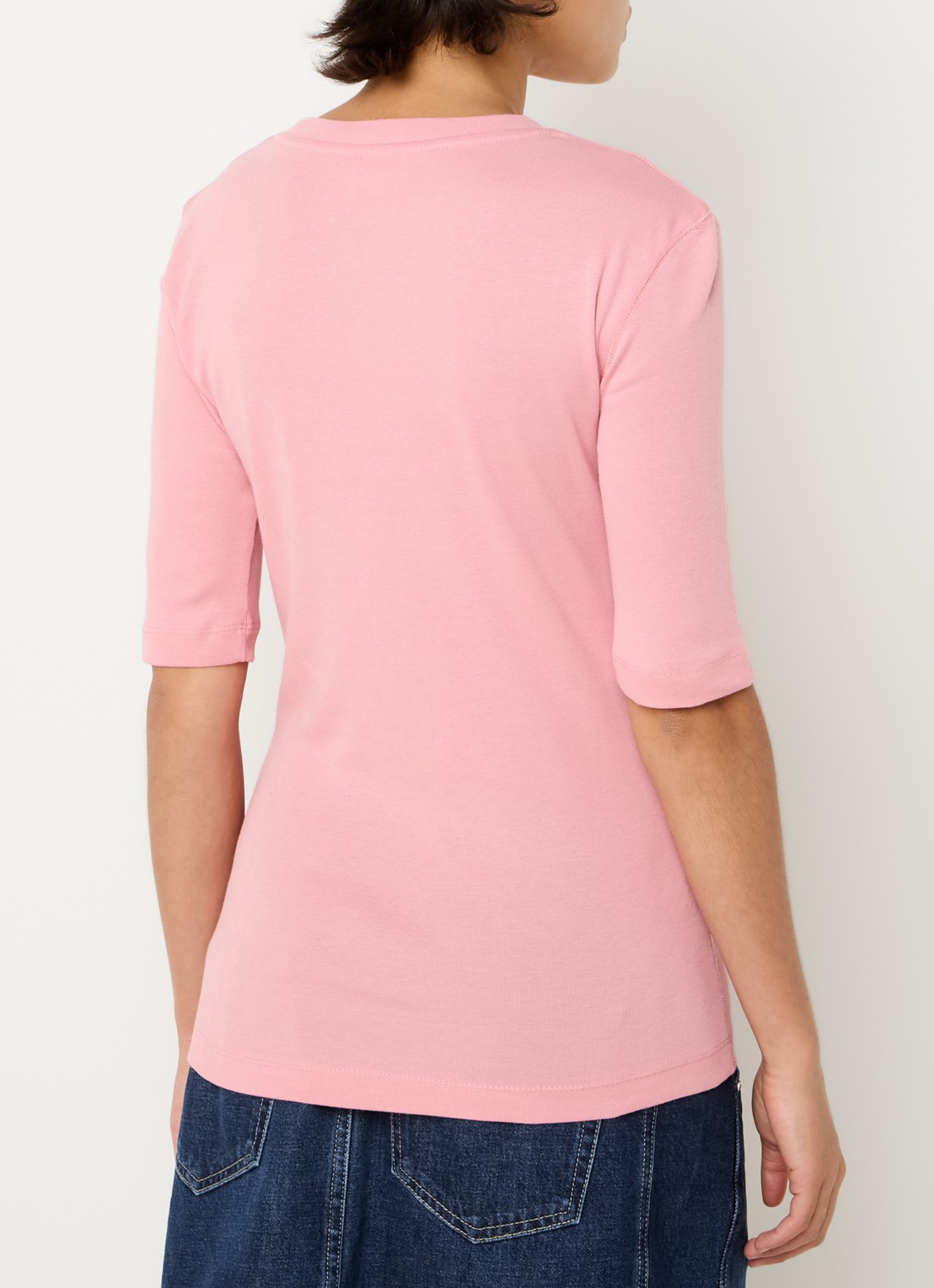 CLOSED Fijngebreid T-shirt van jersey - achterkant 2 roze