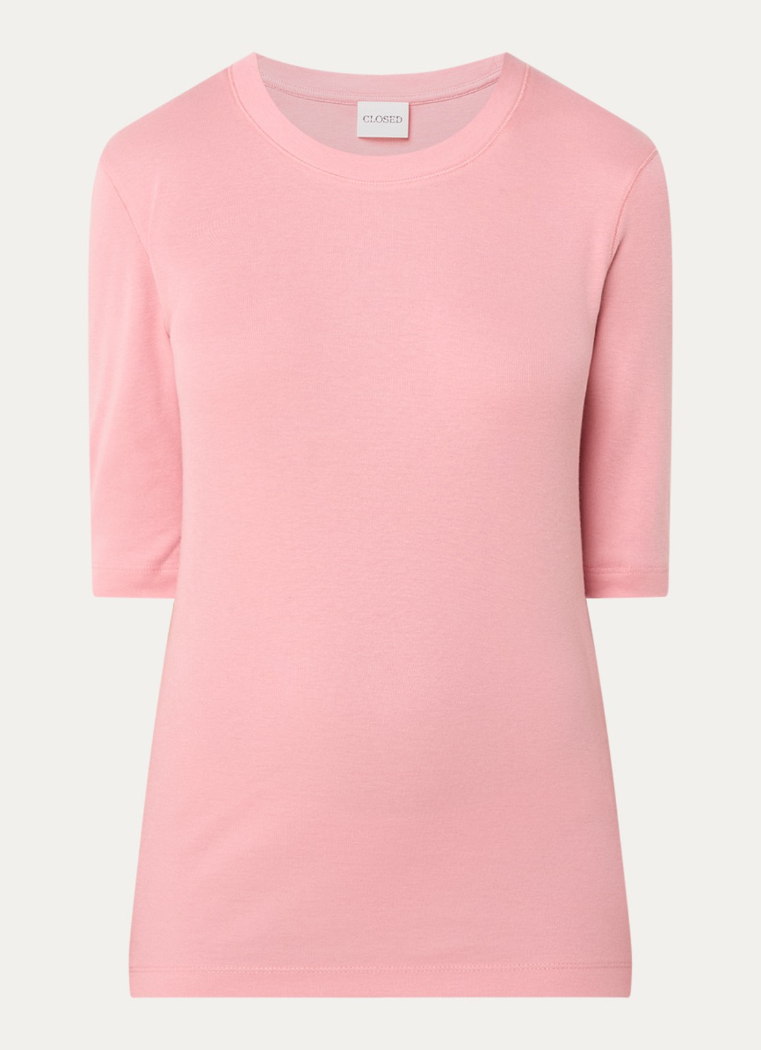 CLOSED Fijngebreid T-shirt van jersey - voorkant 3 roze
