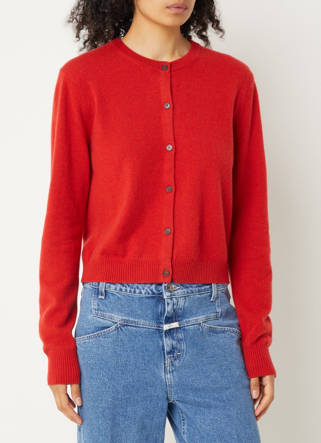 CLOSED Fijngebreide pullover in kasjmierblend - detail rood