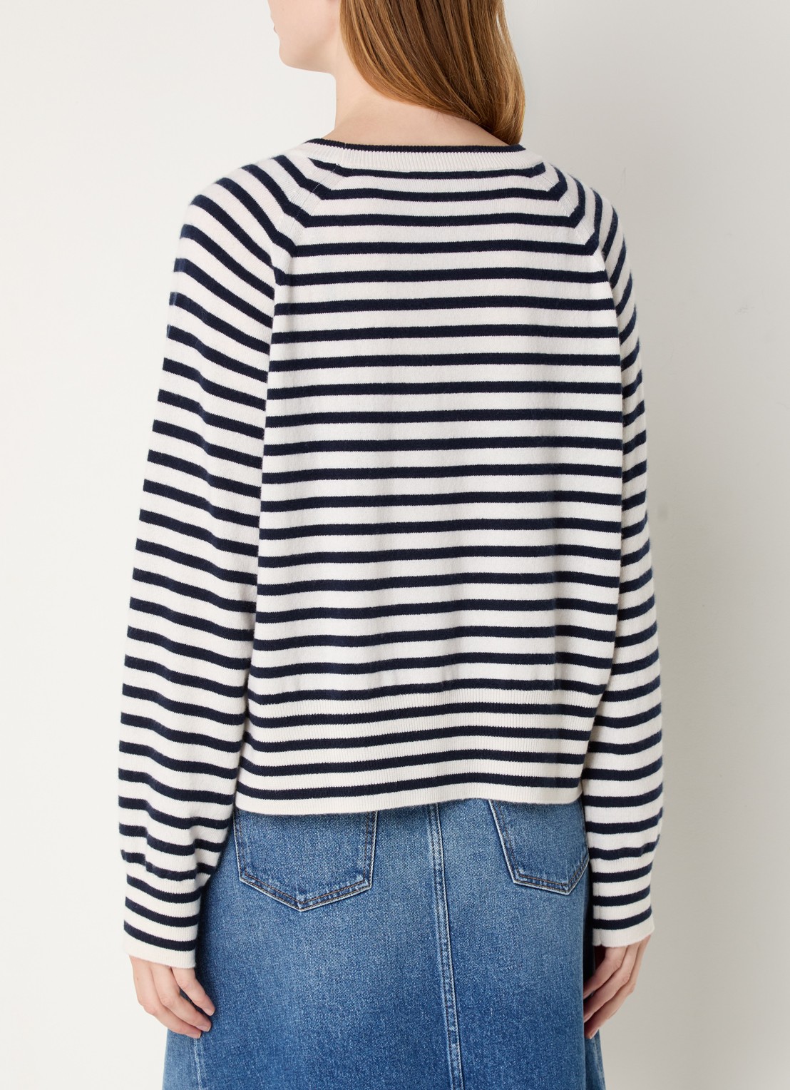 CLOSED Fijngebreide pullover van kasjmier met streepprint - achterkant 3 gebroken wit