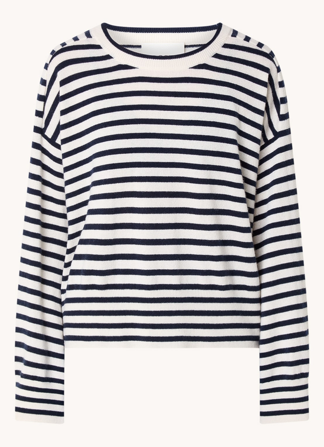CLOSED Fijngebreide pullover van kasjmier met streepprint - voorkant 4 gebroken wit