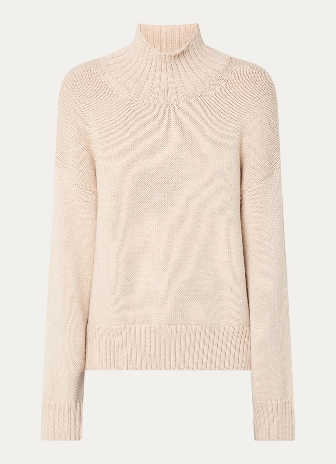 CLOSED Fijngebreide trui in wolblend met opstaande kraag - voorkant 3 beige