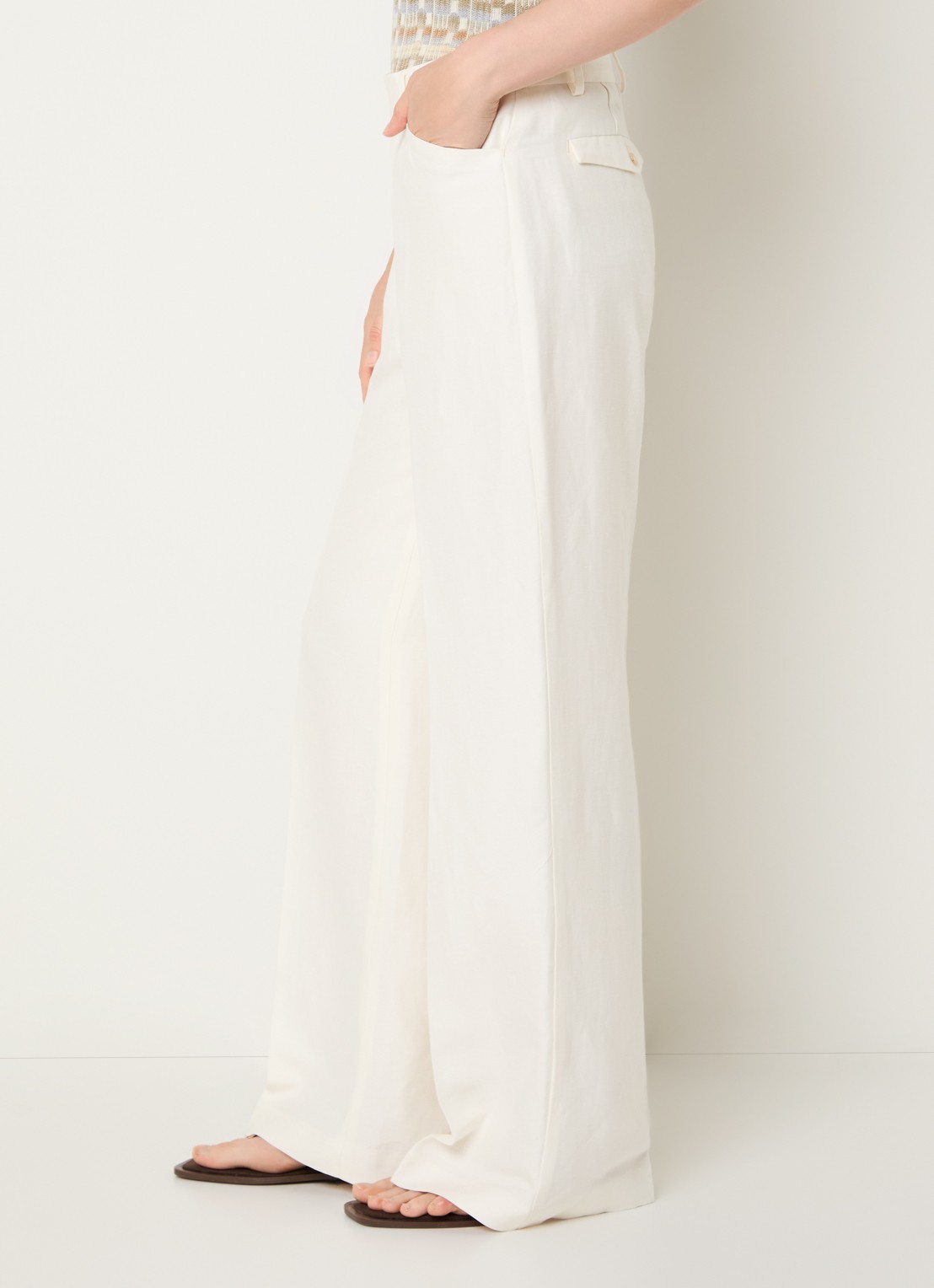 CLOSED Flye high waist straight fit broek met steekzakken - detail 3 gebroken wit