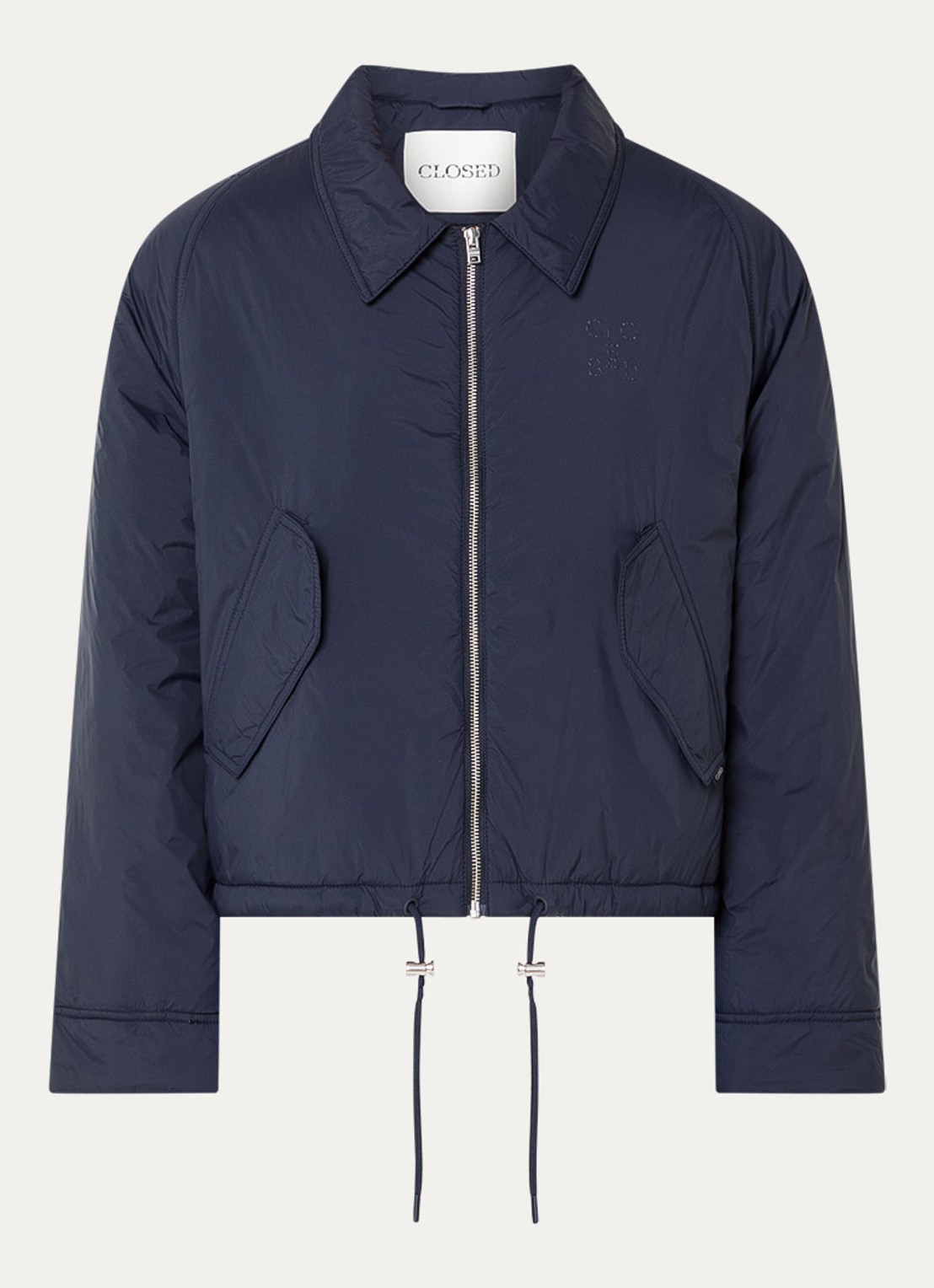 CLOSED Gewatteerd bomberjack met klepzakken en trekkoord - voorkant 2 donkerblauw