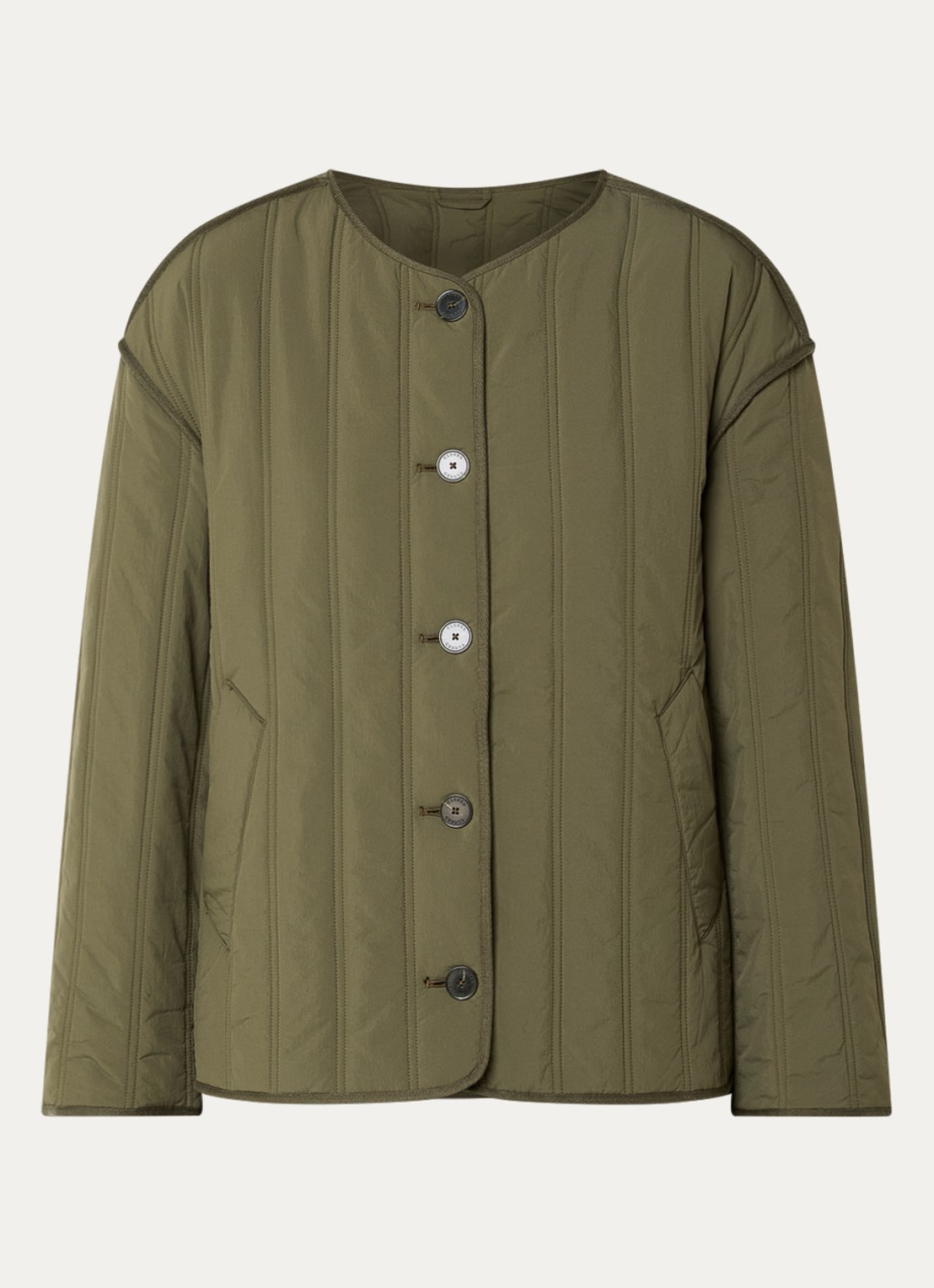 CLOSED Gewatteerd jack met quilt patroon en steekzakken - voorkant 2 mosgroen